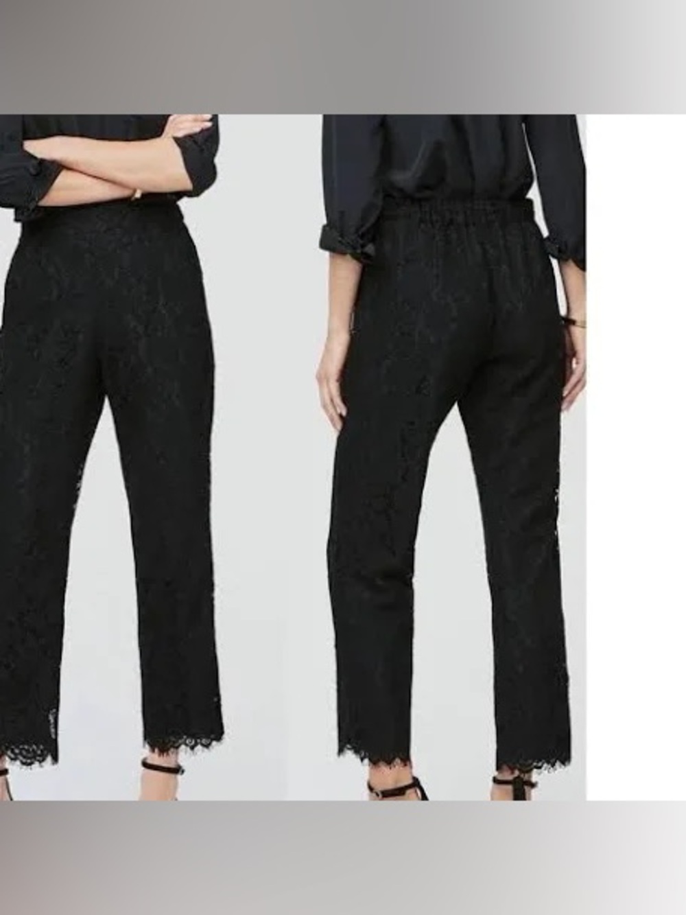 J. Crew Black Lace Straight-Leg Cropped Pants size 2